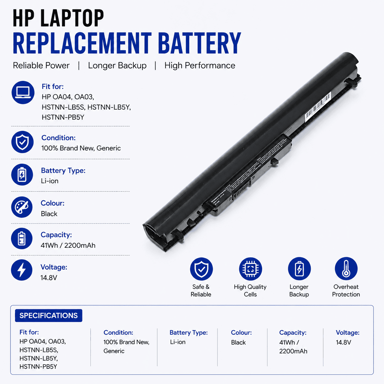 HP OA04 OA03 Replacement Battery for 240 G2 CQ14 CQ15 - Image 2