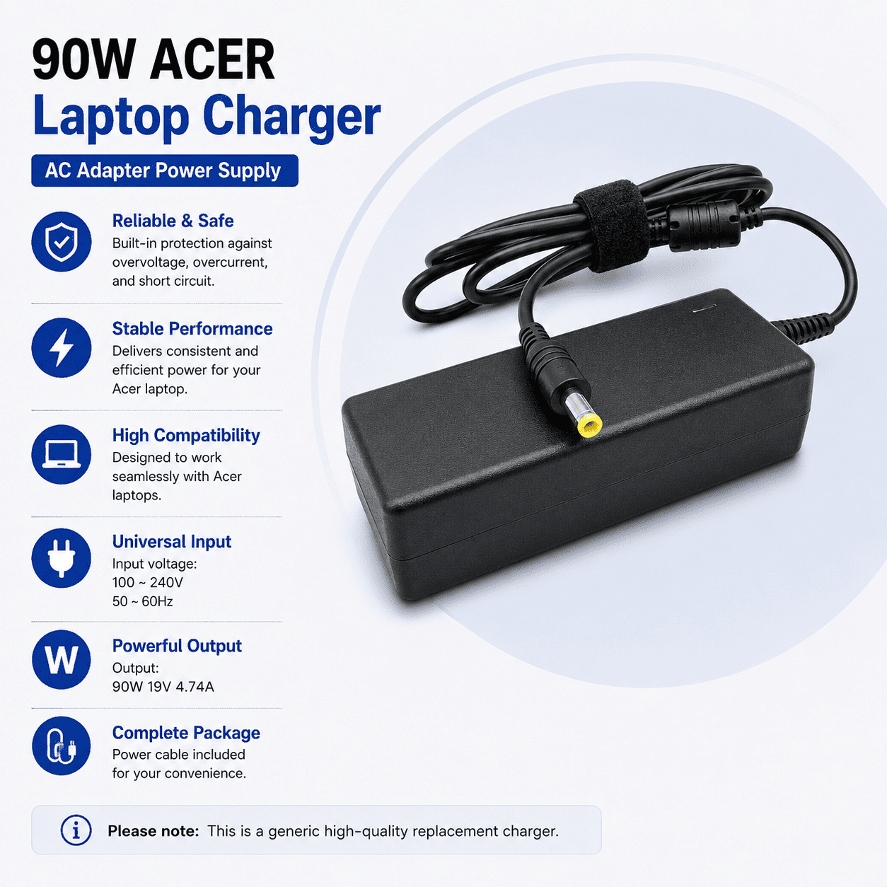 ACER 90W 19V (4.74A) 90W (5.5*1.7) Replacement Charger - Image 2