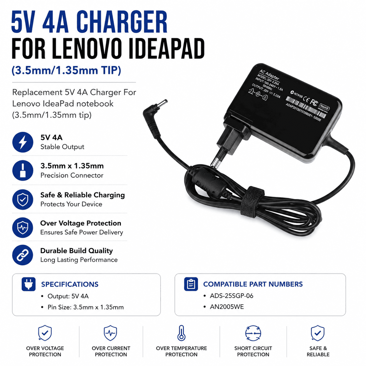 Lenovo IdeaPad 5V 4A Replacement Charger - Image 2