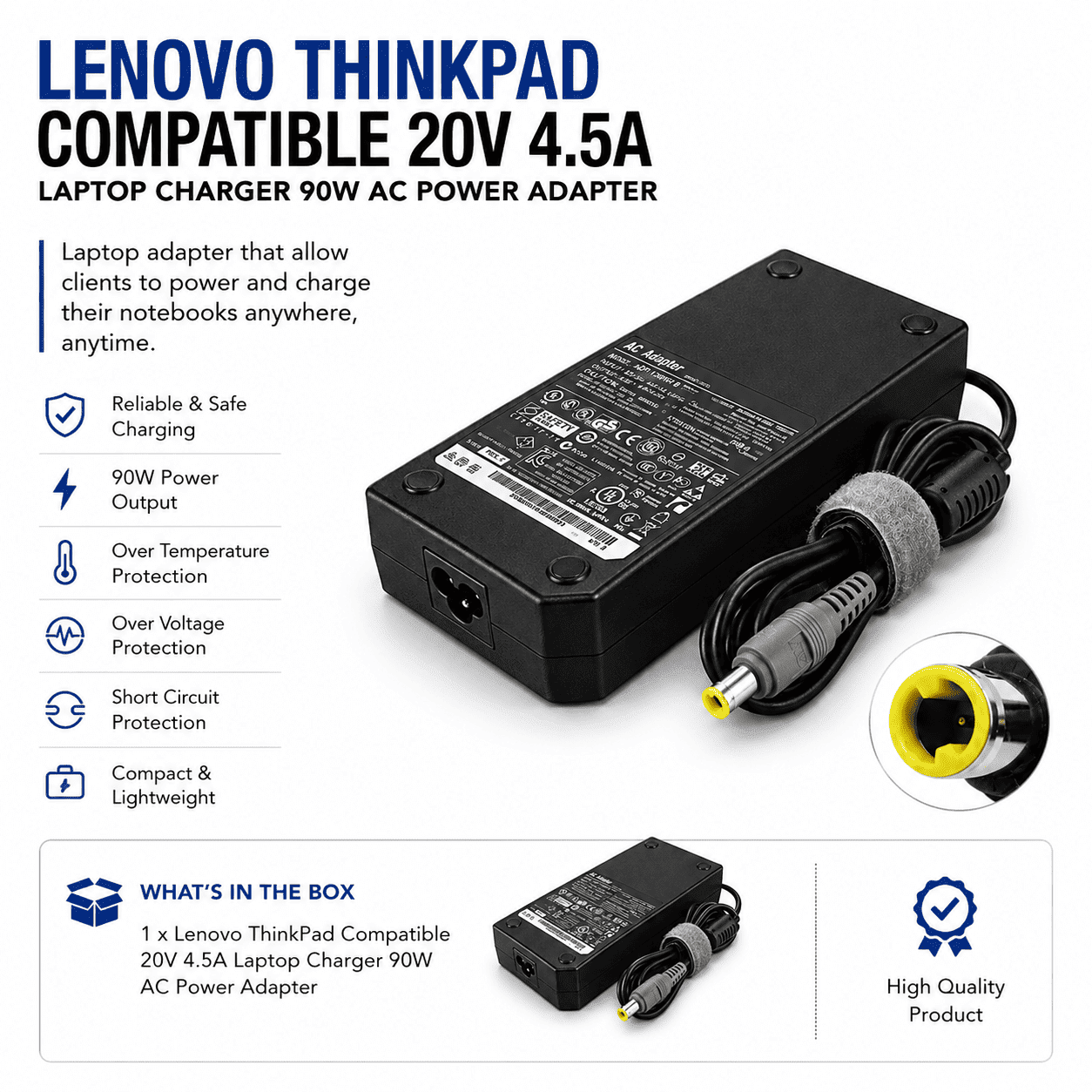 Lenovo ThinkPad 20V 4.5A (90W - 5.0) Replacement Charger - Image 2