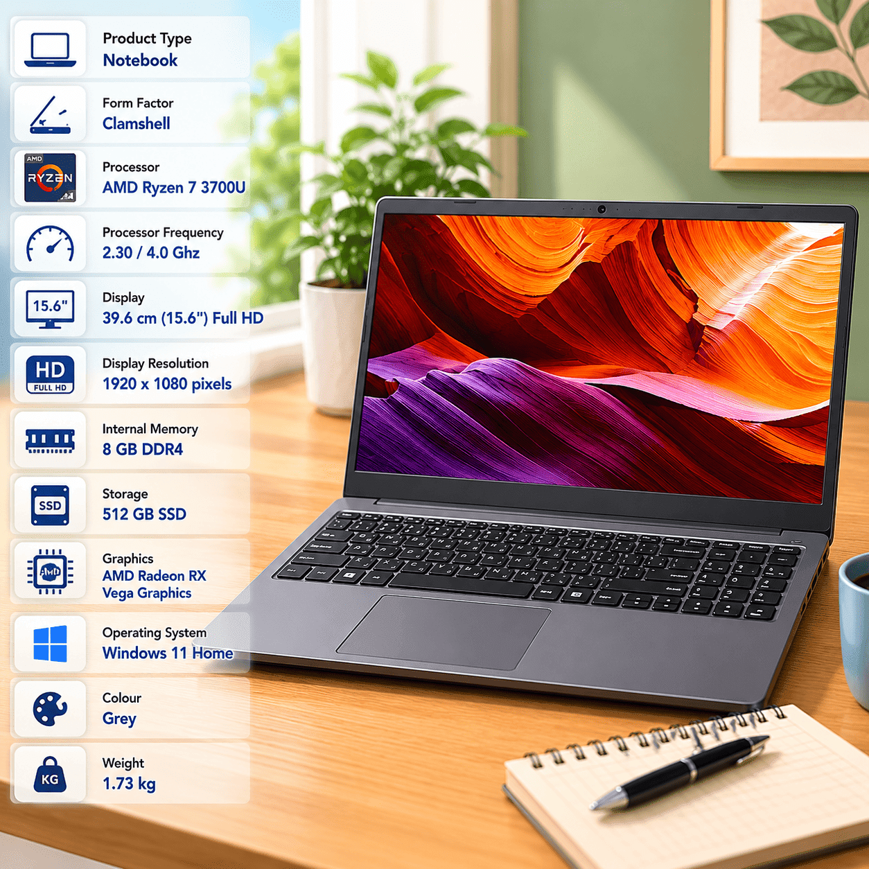 ASUS M515DA - AMD Ryzen 7 3700U 512GB SSD 8GB RAM - Image 2
