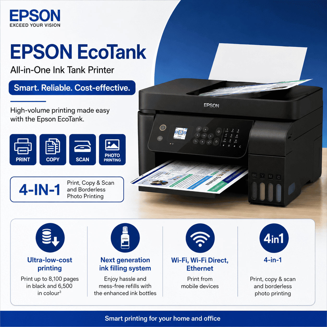 Epson EcoTank L5190 A4 Colour Multifunction Inkjet Printer - Image 4