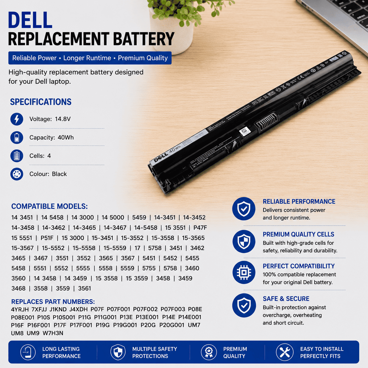 Dell Replacement Laptop Battery - MY51K - Image 2