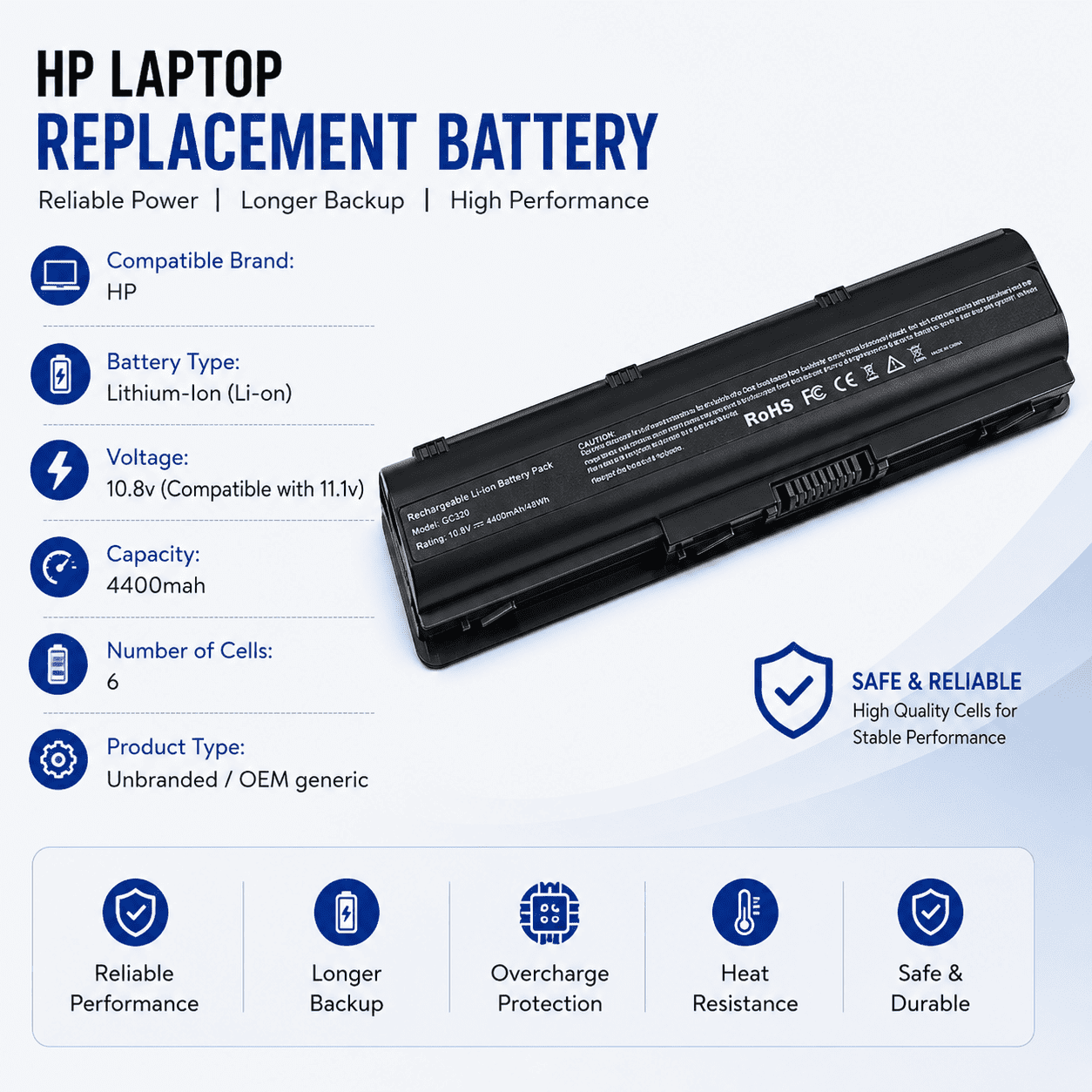 HP Laptop Battery for G62 G72 CQ42 CQ56 CQ62 CQ72 593553-001 MU06 - Image 2