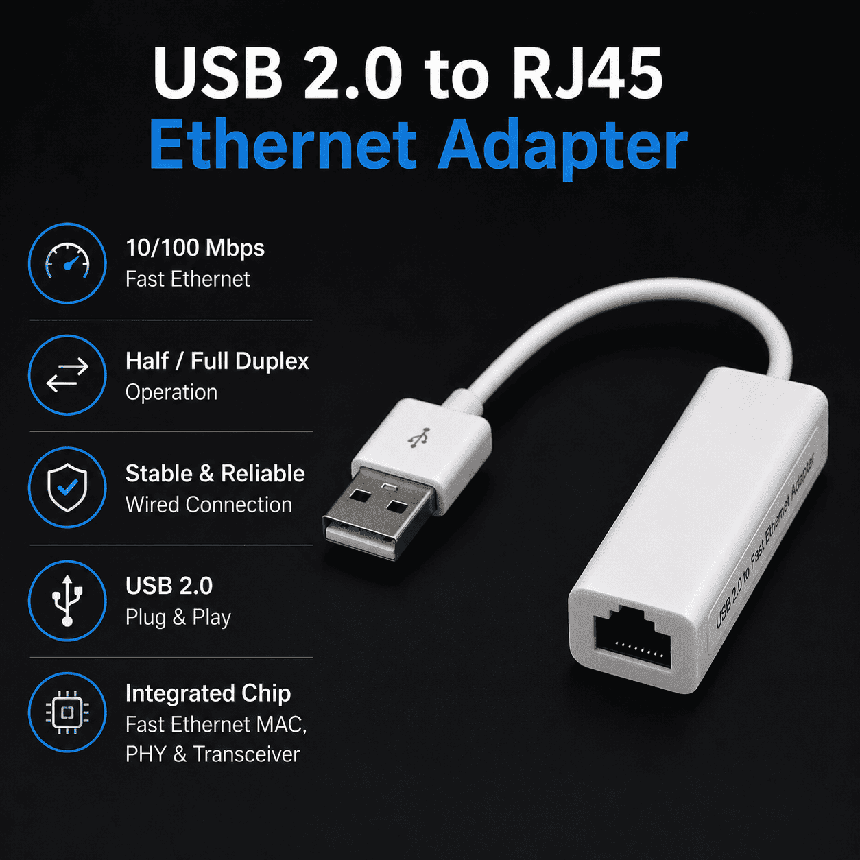 USB 2.0 to RJ45 Ethernet Adapter - Image 2