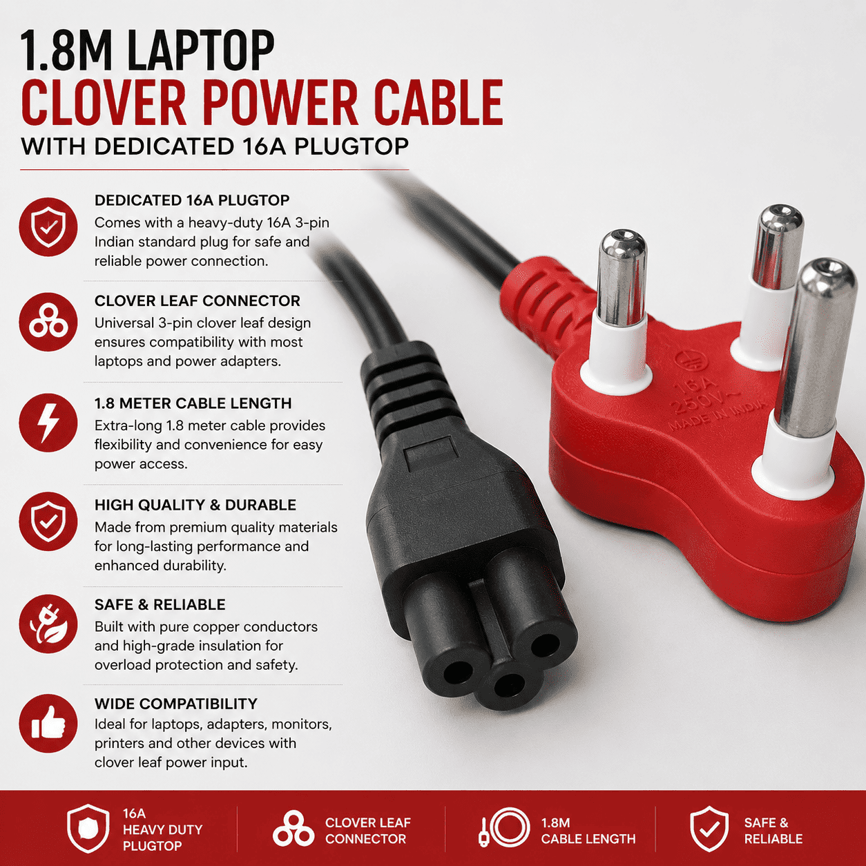 Laptop Clover Power Cable - Image 2
